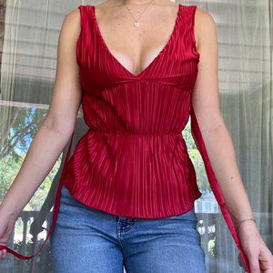 Ruby Red Pleated Tank Top